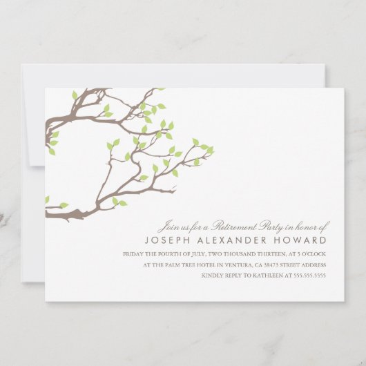 幸せな枝退職パーティーの招待 招待状 (正面)