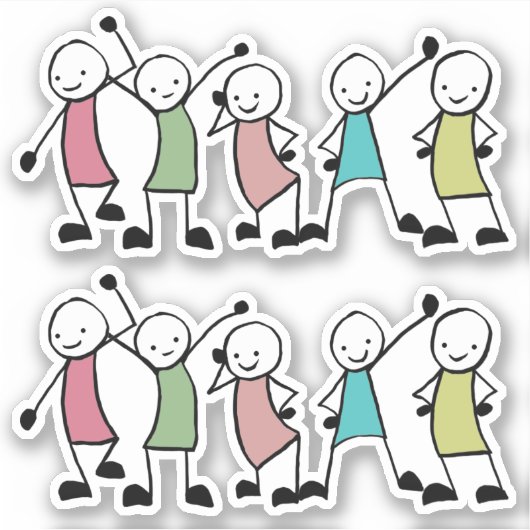 幸せな棒人間友達 シール (正面)