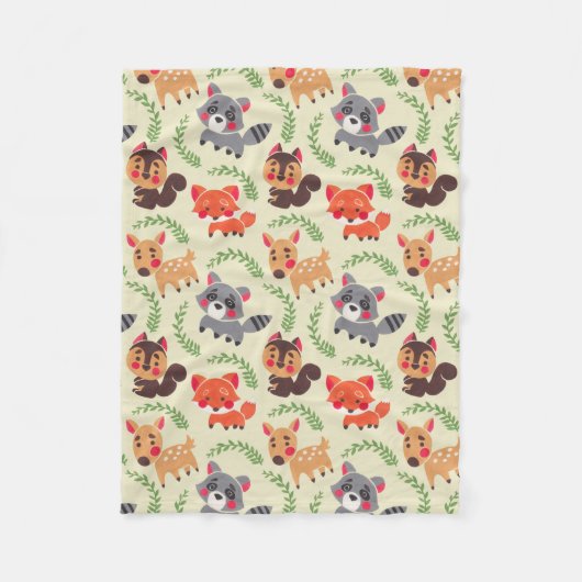 幸せな森林友人 フリースブランケット (正面)