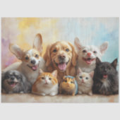 幸せな楽しい犬、猫、マウスを分離 薄葉紙 (正面)