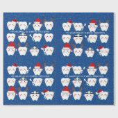 幸せな歯と雪の青クリスマス ラッピングペーパー (フラット)