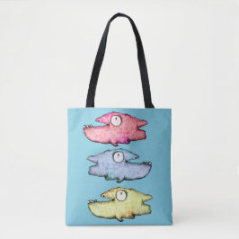 幸せな歯のあるカラフルな魚 トートバッグ