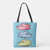 幸せな歯のあるカラフルな魚 トートバッグ (裏面)