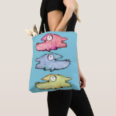 幸せな歯のあるカラフルな魚 トートバッグ (クローズアップ)