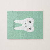 幸せな歯の漫画の歯科医のブラシをかける歯ブラシ ジグソーパズル (横)