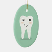 幸せな歯の漫画の歯科医のブラシをかける歯ブラシ セラミックオーナメント (右)