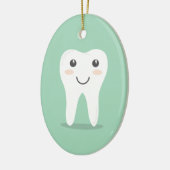 幸せな歯の漫画の歯科医のブラシをかける歯ブラシ セラミックオーナメント (左)