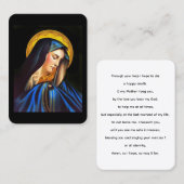 幸せな死の祈りの言葉カードのためのメアリーへの祈りの言葉 名刺 (正面/裏面)