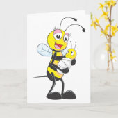 幸せな母およびベビーの蜂 カード (黄色い花)
