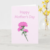 幸せな母のピンクのカーネーション カード (黄色い花)