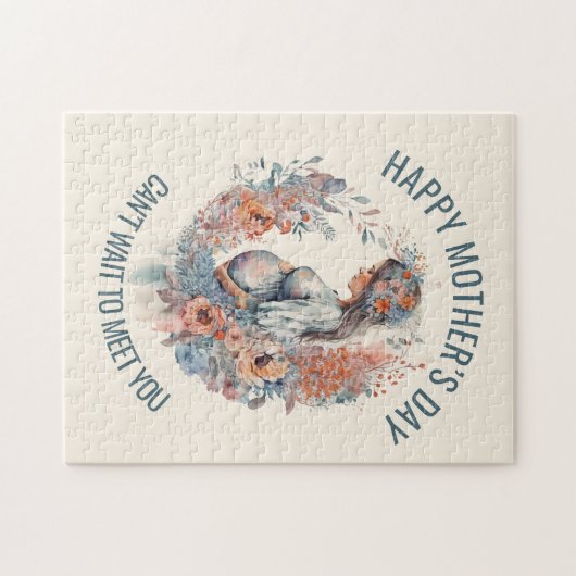 幸せな母の日お母さんになるフローラ水色 ジグソーパズル (横)