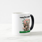 幸せな母の日かわいい象 モーフィングマグカップ (正面右)