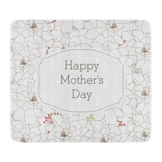 幸せな母の日のエレガントな花 カッティングボード (正面)