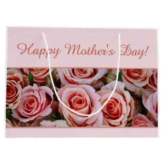 幸せな母の日のギフトバッグ ラージペーパーバッグ (裏面)