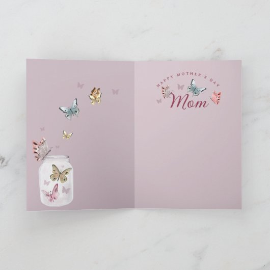 幸せな母の日のギフト母の水色の蝶 カード (内部)