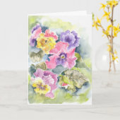 幸せな母の日のパンジーの水彩画カード カード (黄色い花)