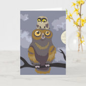 幸せな母の日のフクロウおよびベビーカード カード (黄色い花)