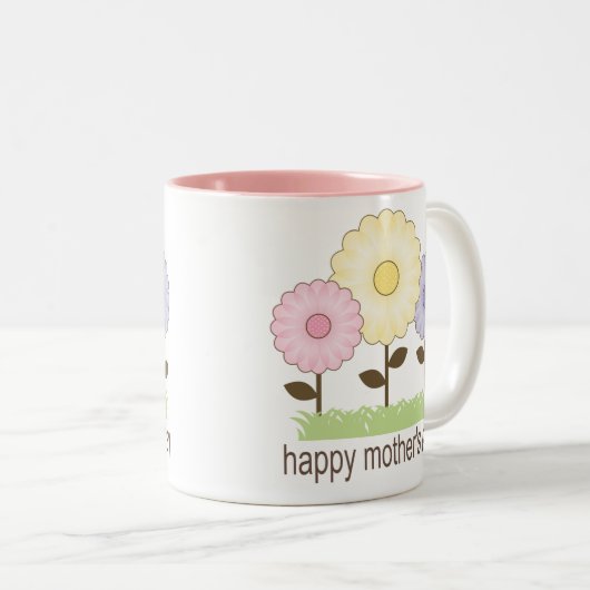 幸せな母の日のマグ ツートーンマグカップ (正面右)