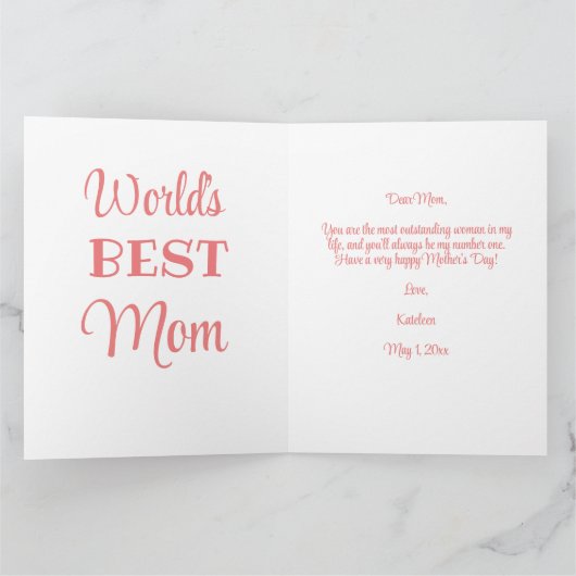 幸せな母の日の世界の最高の母母パーソナライズされた カード (内部)