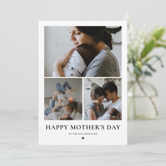 幸せな母の日の写真のミニマモダンリスト  シーズンカード (スタンド正面)