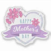 幸せな母の日の愛のハートシール シール (正面)