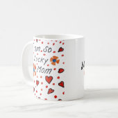 幸せな母の日の手書きシンプルのマザーデーパーソナライズされた コーヒーマグカップ (正面左)