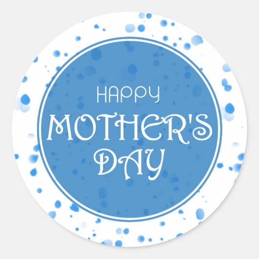 幸せな母の日の抽象芸術の青 ラウンドシール (正面)