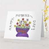 幸せな母の日の挨拶状 カード (黄色い花)