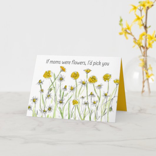 幸せな母の日の母もしは花が黄色かった カード (黄色い花)