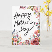 幸せな母の日の水彩花のエレガントな写真1枚 カード (黄色い花)