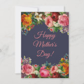 幸せな母の日の水色の植物色のピンク シーズンカード (正面)