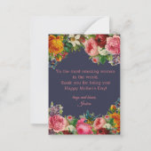 幸せな母の日の水色フローラヴィンテージ青 ノートカード (裏面)