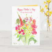 幸せな母の日の美しい妻の花の花束 カード (黄色い花)