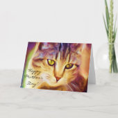 幸せな母の日の虎猫猫の芸術の挨拶状 カード (正面)