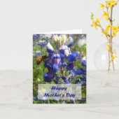 幸せな母の日の蜂及び青いボンネットカード カード (黄色い花)