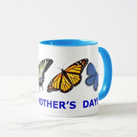 幸せな母の日の蝶ギフトのマグ マグカップ (正面右)