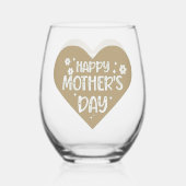 幸せな母の日の贈り物ワイングラス、ステムレス ステムなしワイングラス (正面)