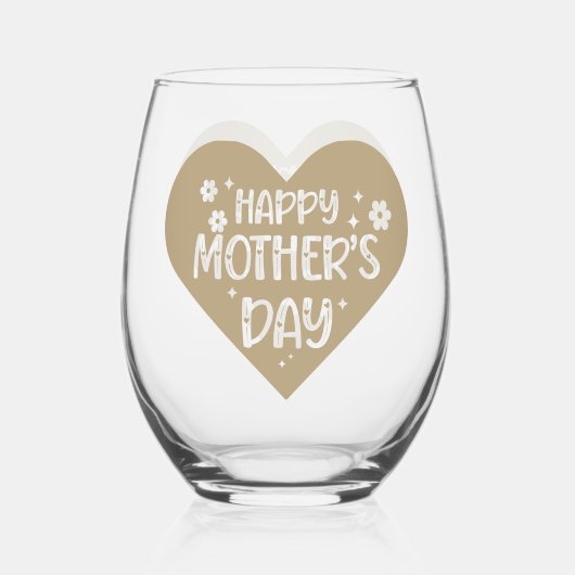 幸せな母の日の贈り物ワイングラス、ステムレス ステムなしワイングラス (裏面)