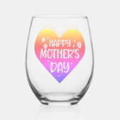 幸せな母の日の贈り物ワイングラス、茎なし ステムなしワイングラス (裏面)