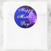 幸せな母の日の青い紫色のバラ ラウンドシール (バッグ)