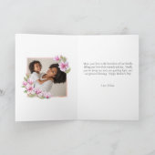 幸せな母の日を祝う、水彩画の花をあしらった、エレガントな１枚の写真 カード (内部)