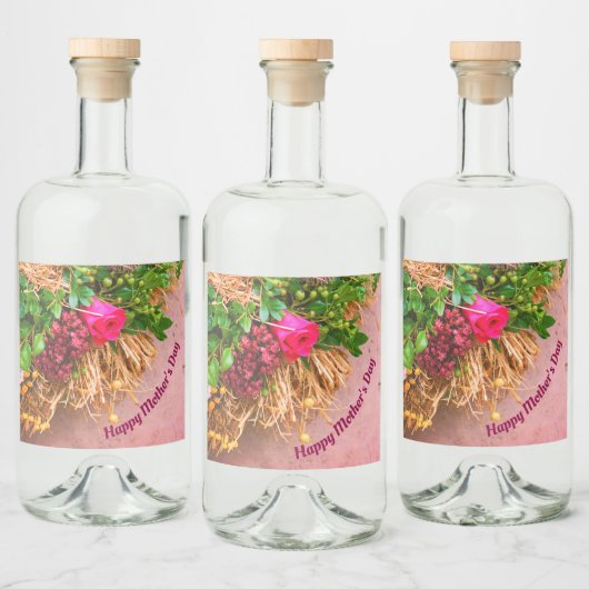幸せな母の日パーソナライズされた、 リキュールボトルラベル (ボトル)