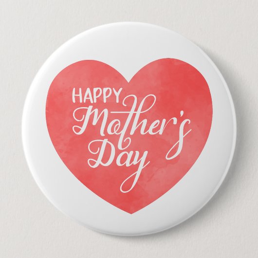 幸せな母の日ピンクのハートで、母は愛 缶バッジ (正面)