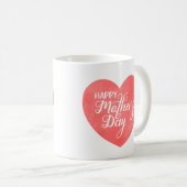 幸せな母の日ピンクのハート、水色ハート コーヒーマグカップ (正面右)