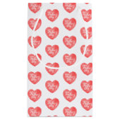 幸せな母の日ピンクのハート、水色ハート スモールペーパーバッグ (裏面)