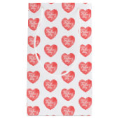 幸せな母の日ピンクのハート、水色ハート スモールペーパーバッグ (正面)