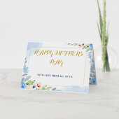 幸せな母の日ホワイトアンドブルーのイリシンプルガント 箔シーズンカード (正面)