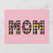 幸せな母の日ママ私はあなたを愛するフローラピンク ポストカード (正面)