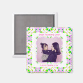 幸せな母の日最高の母マムピンクグリーン マグネット (正面/裏面)