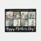 幸せな母の日8の写真カスタムなメッセージ|の黒 フリースブランケット (正面(横))